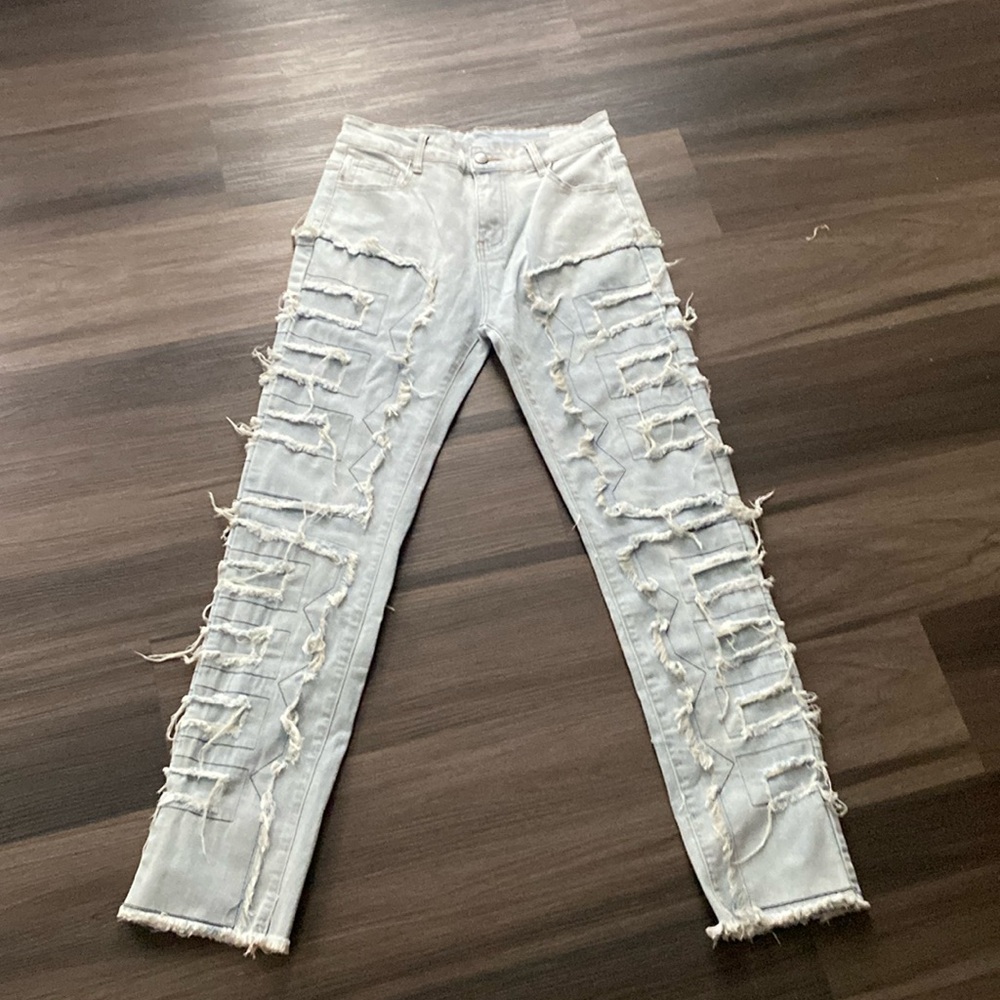blue flared jeans